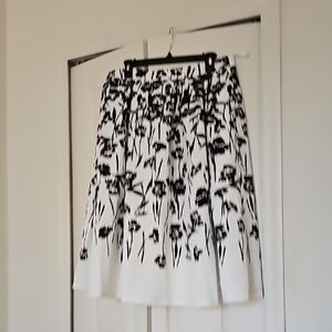 Karl Lagerfeld Black and White Floral A-Line Skirt